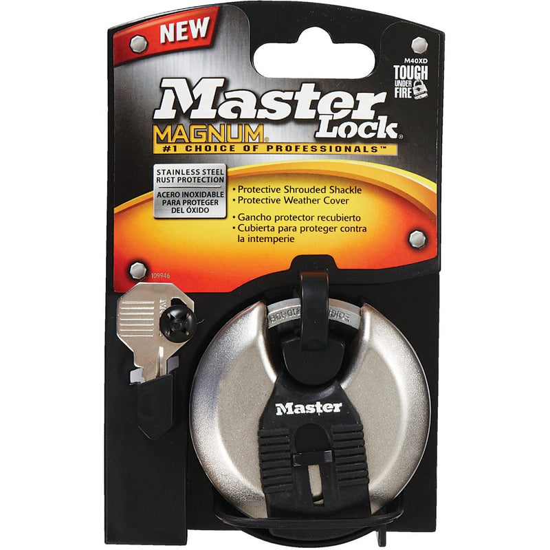 Master Lock Magnum 2-3/4 In. W. Stainless Steel Discus Keyed Different Padlock