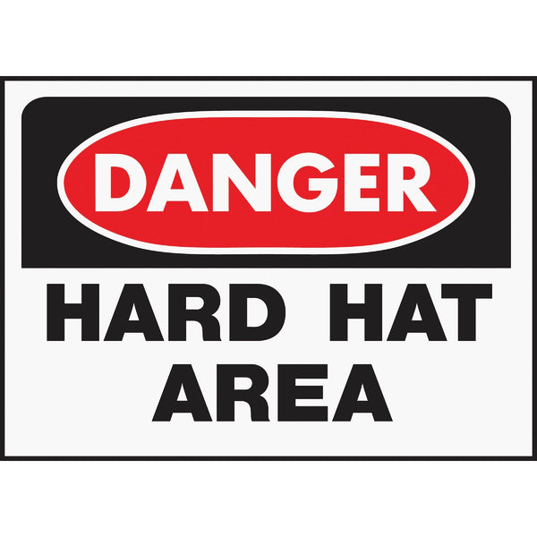 Hy-Ko Polyethylene Sign, Danger Hard Hat Area