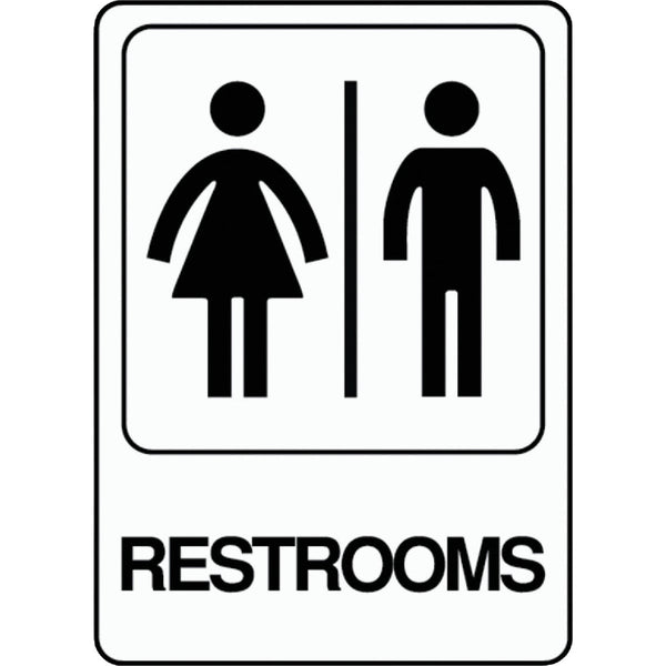 Hy-Ko Deco Series Heavy-Duty Plastic Sign, Restrooms