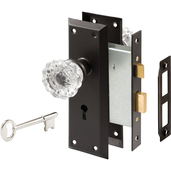 Defender Security Bronze Keyed Mortise Entry Lock Set With Glass Knob