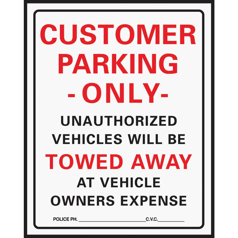 Hy-Ko Commercial Grade Plastic Sign, Customer Parking Only