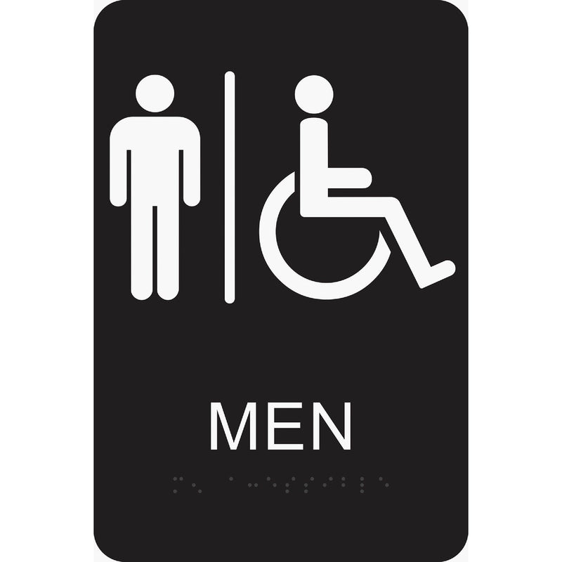 Hy-Ko Deco Series Plastic Braille Restroom Sign, Men Handicapped