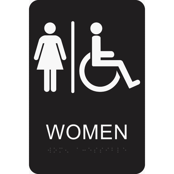 Hy-Ko Deco Series Plastic Braille Restroom Sign, Women Handicapped