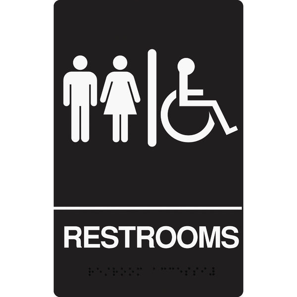 Hy-Ko Deco Series Plastic Braille Sign, Restrooms Handicapped