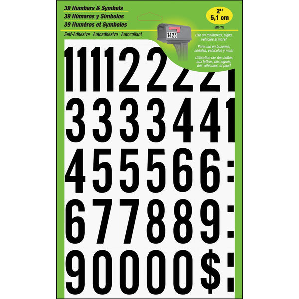 Hy-Ko 2 In. Polyester Adhesive Number Set, 33 Numbers