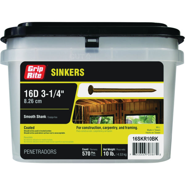 Grip-Rite 16d x 3-1/4 In. Coated Sinker Framing Nails (570 Ct., 10 Lb.)
