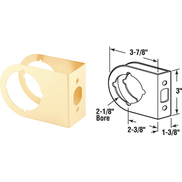 Defender Security 1-3/8 In. x 2-3/8 In. Brass Contemporary Door Reinforcer