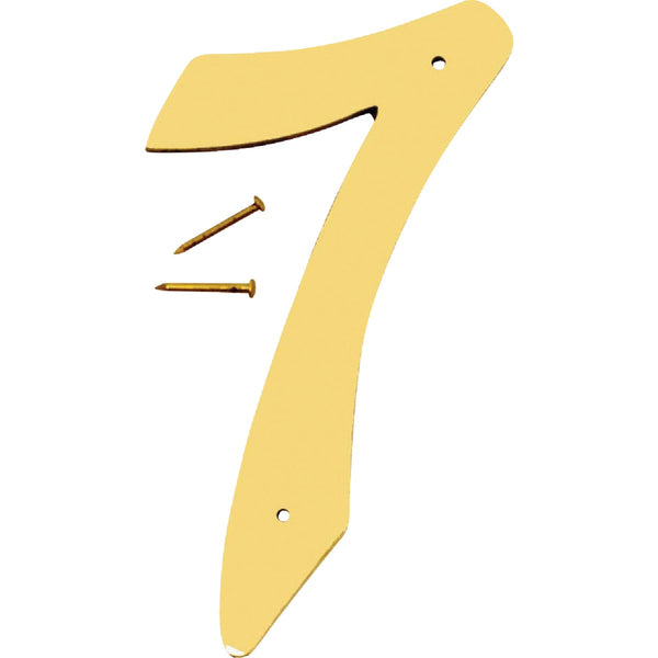 Hy-Ko 4 In. Polished Brass House Number Seven