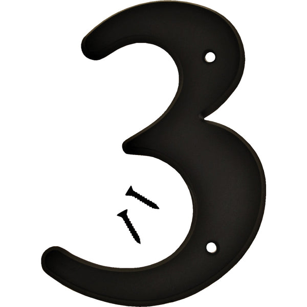 Hy-Ko 6 In. Black Gloss House Number Three