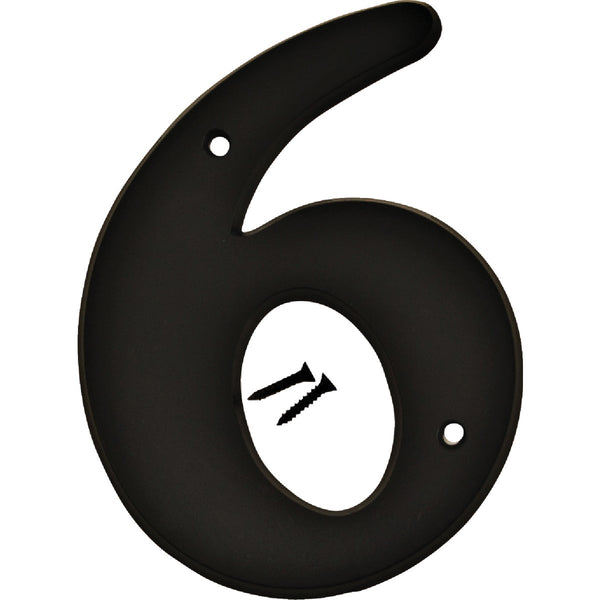 Hy-Ko 6 In. Black Gloss House Number Six