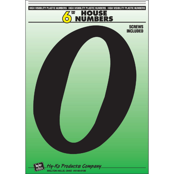 Hy-Ko 6 In. Black Gloss House Number Zero