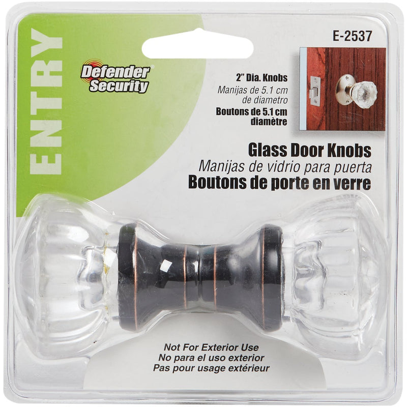 Defender Security 2 In. Bronze Fluted Glass Door Knob