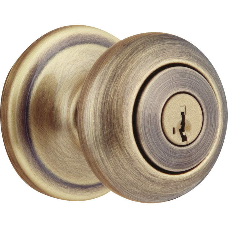 Kwikset Signature Series Antique Brass Juno Entry Door Knob with SmartKey