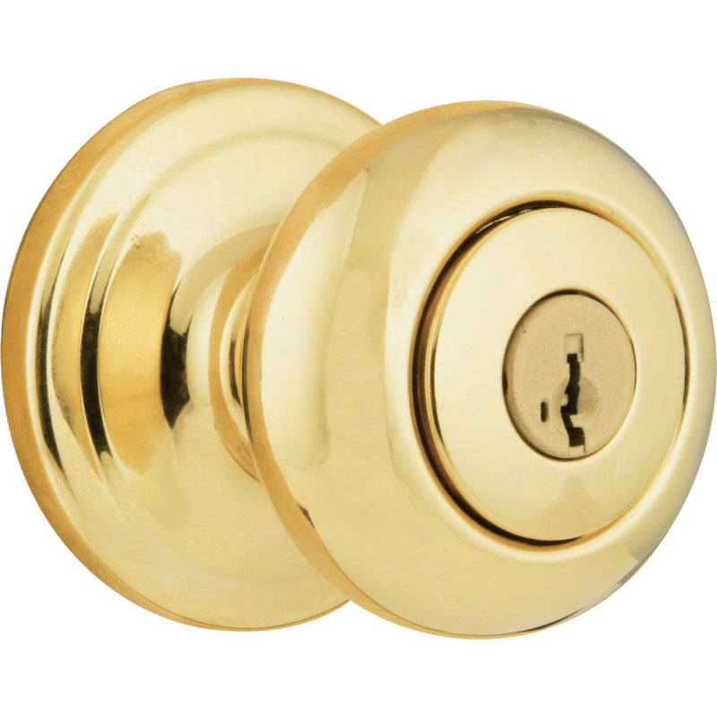 Kwikset Signature Series Polished Brass Juno Entry Door Knob with SmartKey