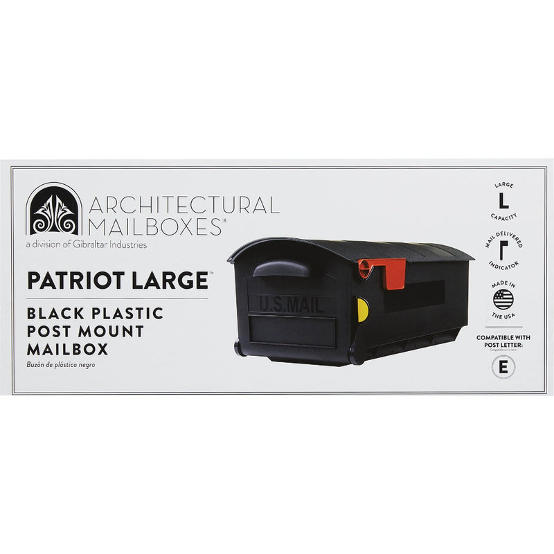 Gibraltar Patriot Black Plastic Large Post Mount Mailbox