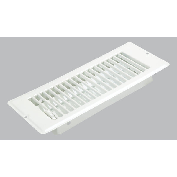 United States Hardware 4 In. x 10 In. x 1-5/16 In. White Steel Floor Register