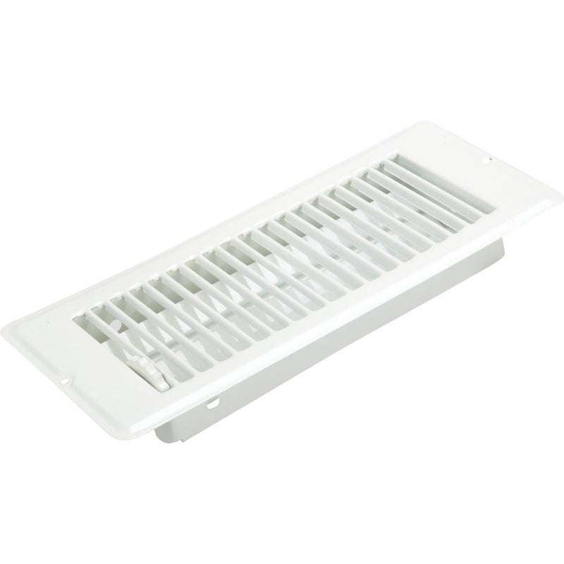 United States Hardware 4 In. x 10 In. x 1-5/16 In. White Steel Floor Register