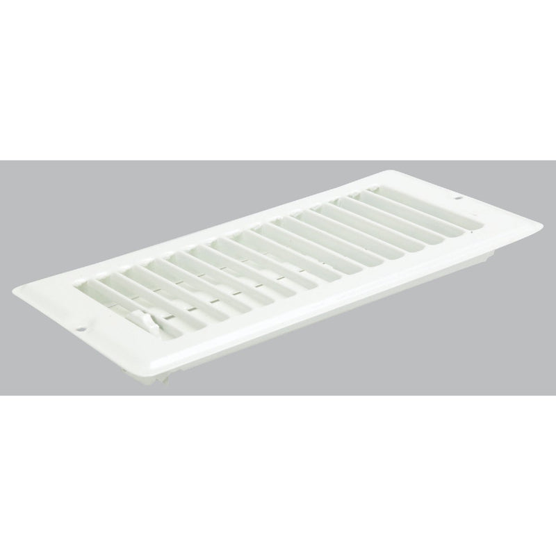 United States Hardware 4 In. x 8 In. x 9/16 In. White Steel Floor Register