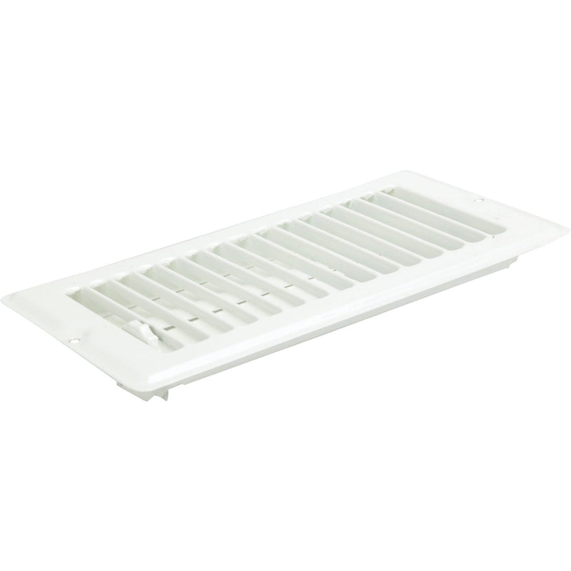 United States Hardware 4 In. x 8 In. x 9/16 In. White Steel Floor Register