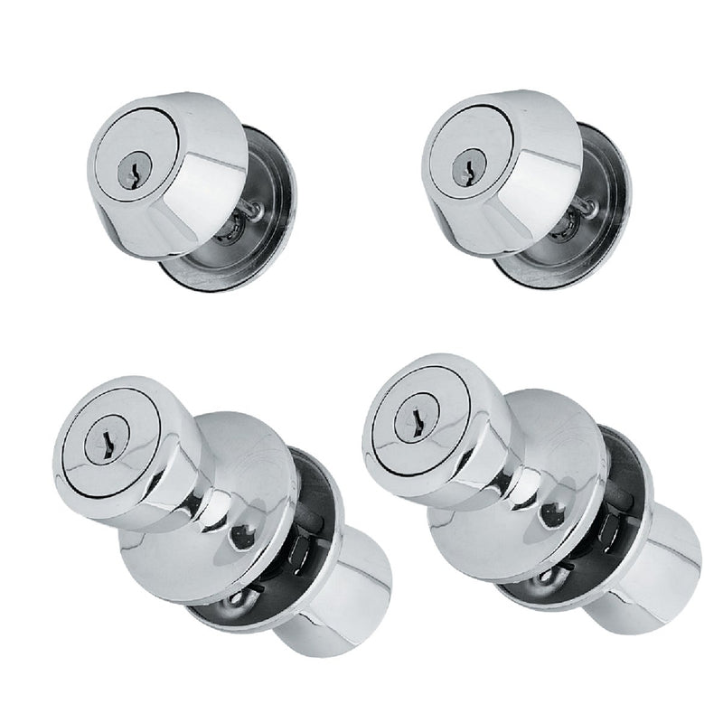 Steel Pro Satin Chrome Deadbolt and Door Knob Combo