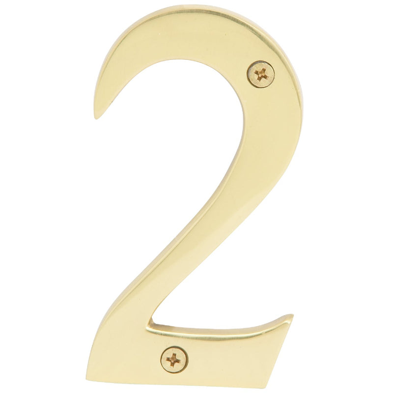 Hy-Ko 4 In. Polished Brass House Number Two