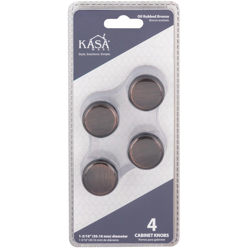 KasaWare 1-3/16 In. Dia. Brushed Oil Rubbed Bronze Cabinet Knob (4-Pack)