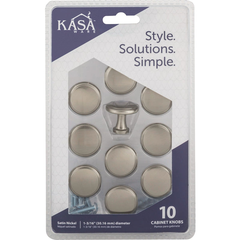 KasaWare 1-3/16 In. Dia. Satin Nickel Cabinet Knob (10-Pack)