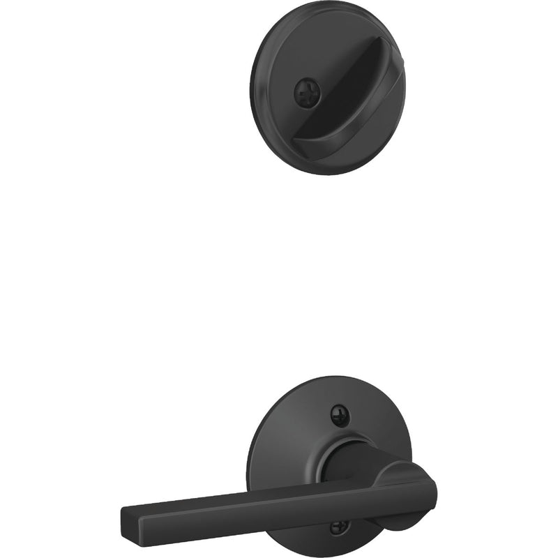 Schlage Matte Black Single Cylinder Deadbolt and Keyed Entry Latitude Lever Combo