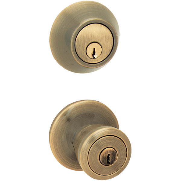 Steel Pro Antique Brass Deadbolt and Door Knob Combo