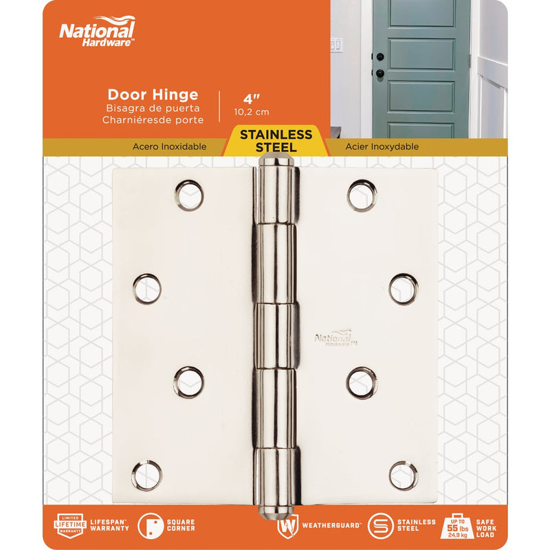 National 4 In. Square Stainless Steel Door Hinge