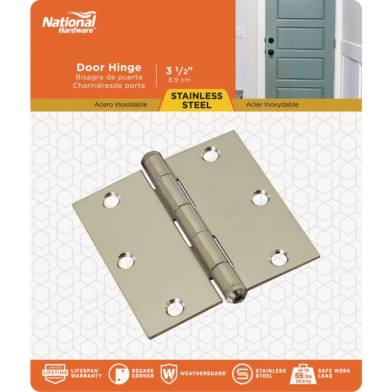 National 3-1/2 In. Square Stainless Steel Door Hinge