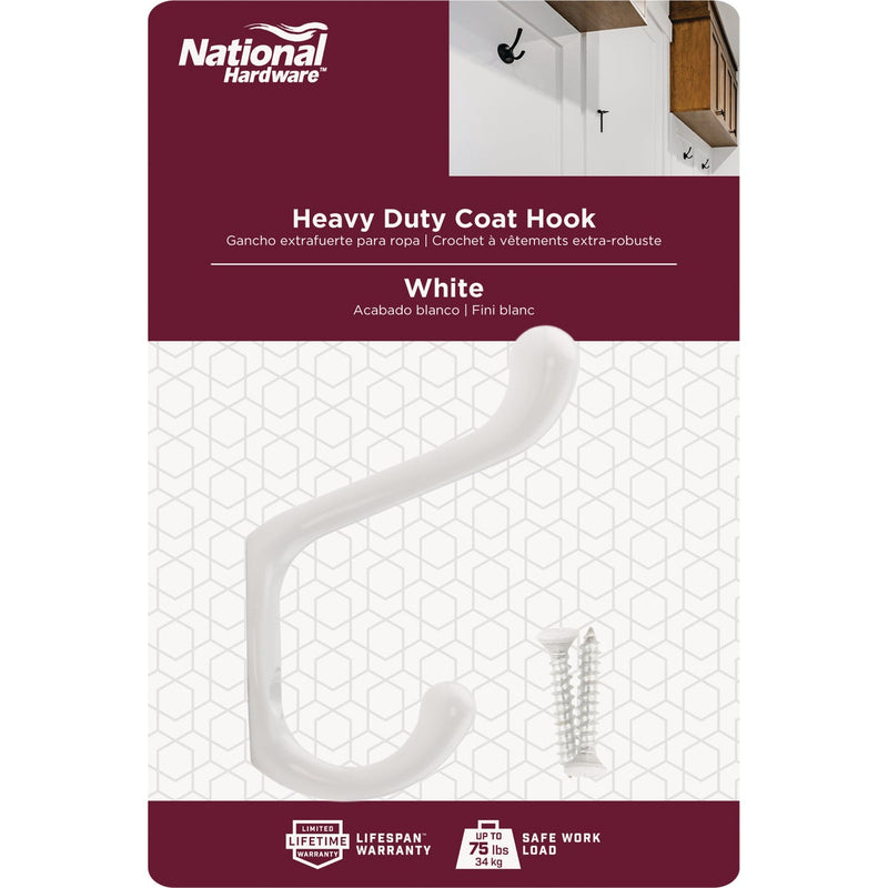 National Heavy-Duty White Wardrobe Hook