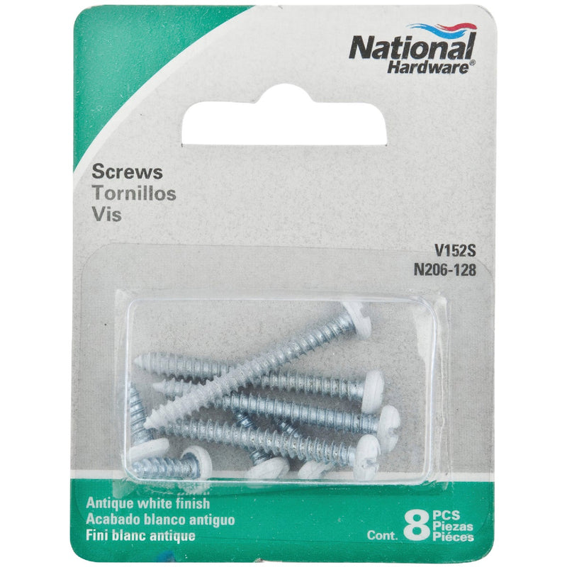 National 152 Phillips Truss Ornamental Steel Shelf Bracket Screw, Antique White (8-Count)