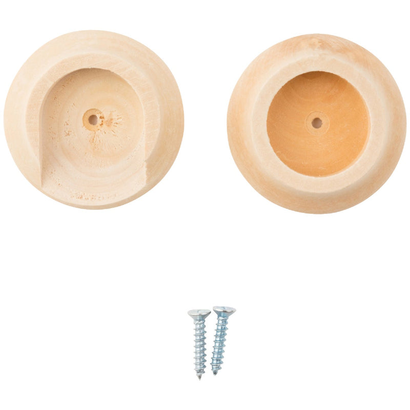 National 1-3/8 In. Wood Closet Rod Socket, Natural (2-Pack)