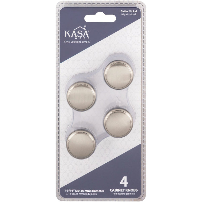 KasaWare 1-3/16 In. Dia. Satin Nickel Cabinet Knob (4-Pack)