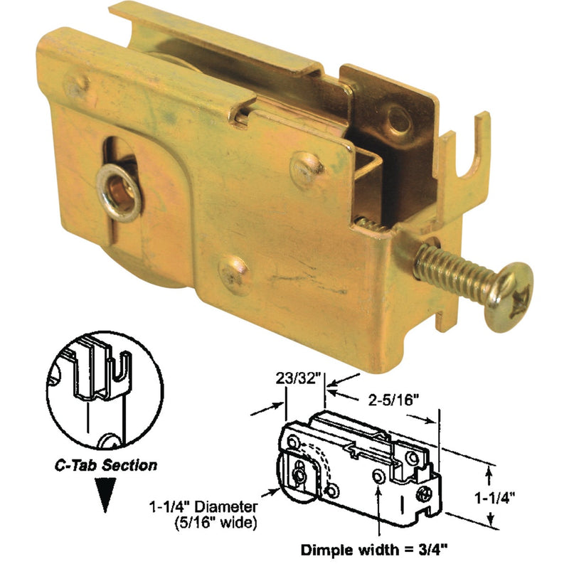 Prime-Line 1-1/4 In. Dia. x 23/32 In. W. x 2-5/16 In. L. Steel Ball Bearing Patio Door Roller with Adjustable Housing Assembly