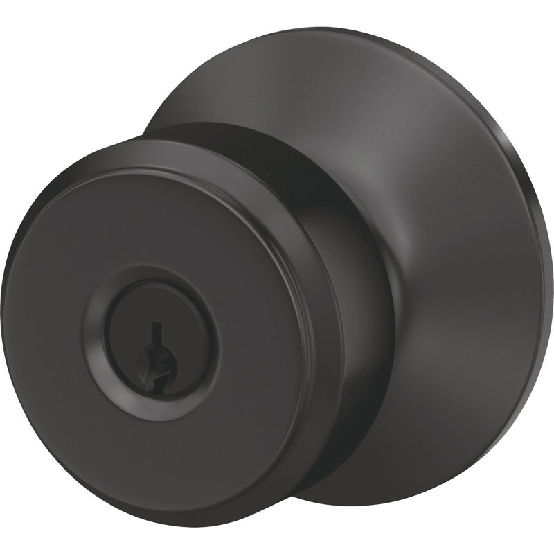 Schlage Bowery Matte Black Restoring Keyed Entry Door Knob