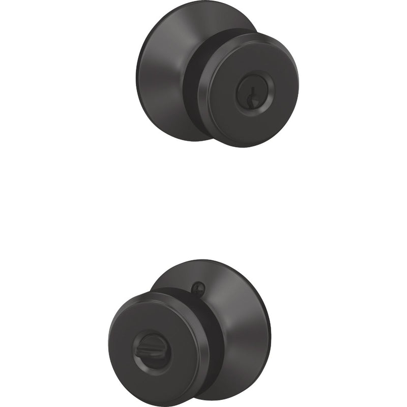 Schlage Bowery Matte Black Restoring Keyed Entry Door Knob