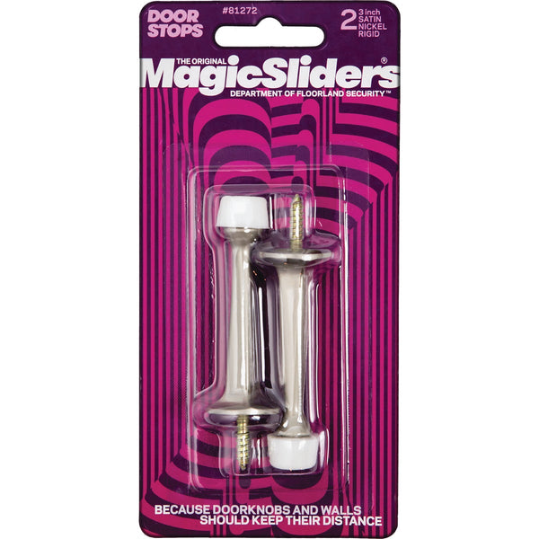 Magic Sliders 3 In. Satin Nickel Rigid Door Stop (2-Pack)