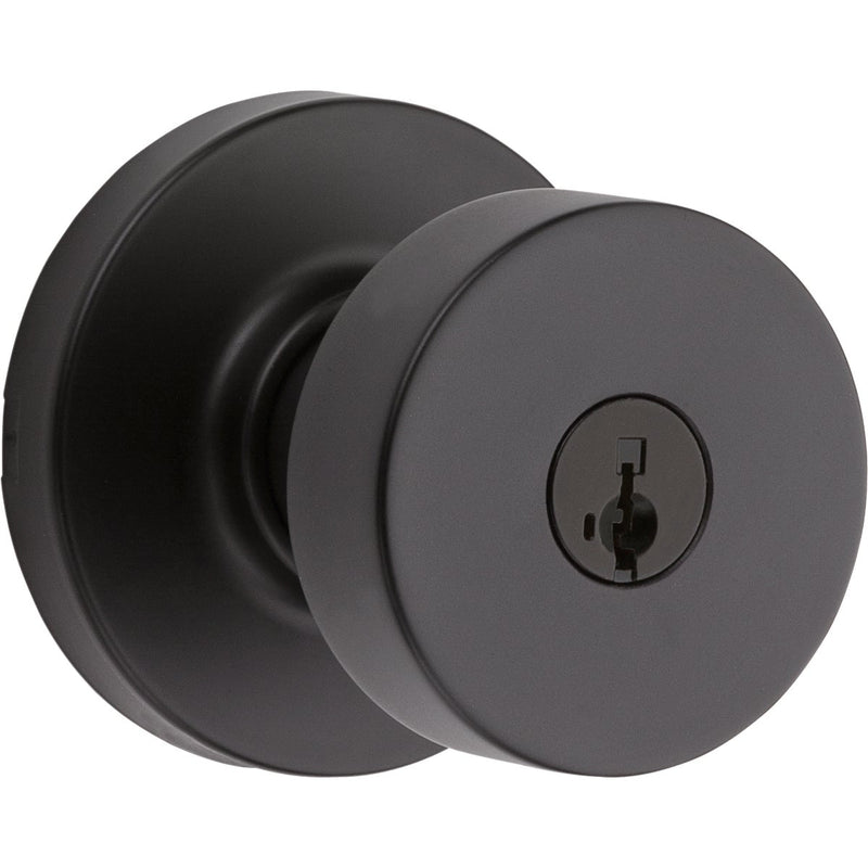 Kwikset Pismo Contemporary Matte Black Entry Knob with Smart Key