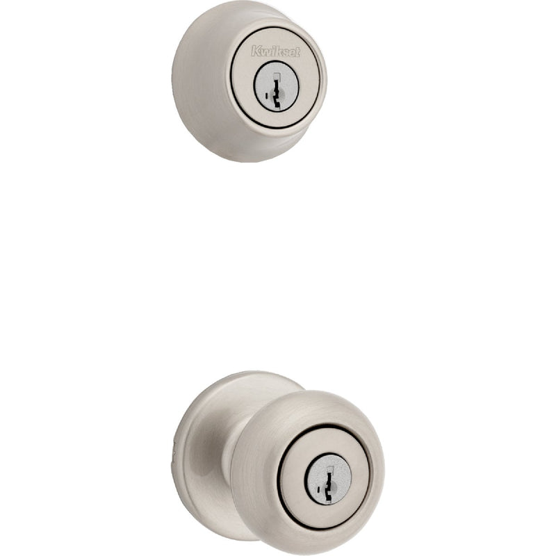 Kwikset Cove Satin Nickel Deadbolt & Door Knob Combo with Smartkey