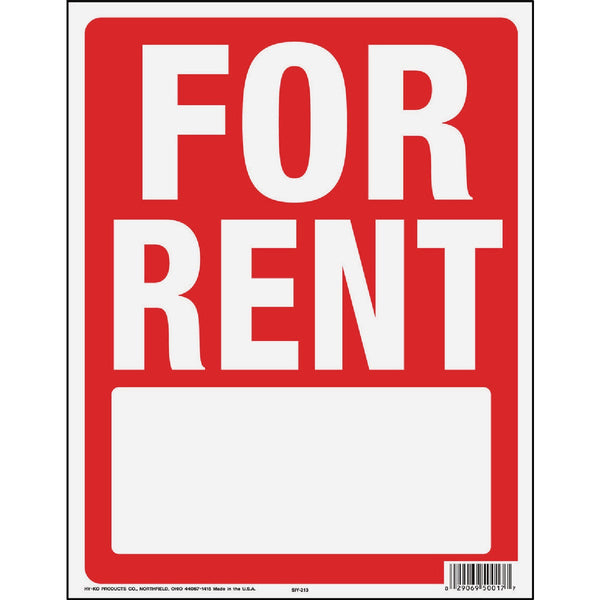 Hy-Ko 14x18 In. for Rent Sign With Frame