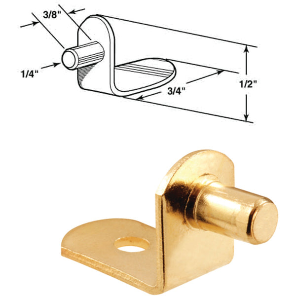 Prime-Line 1/4 In. Brass Metal Shelf Support (8-Count)