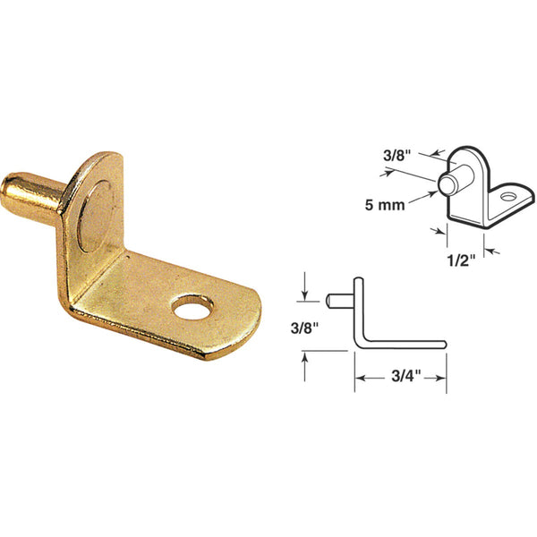 Prime-Line 5mm Brass Metal Shelf Support (8-Count)