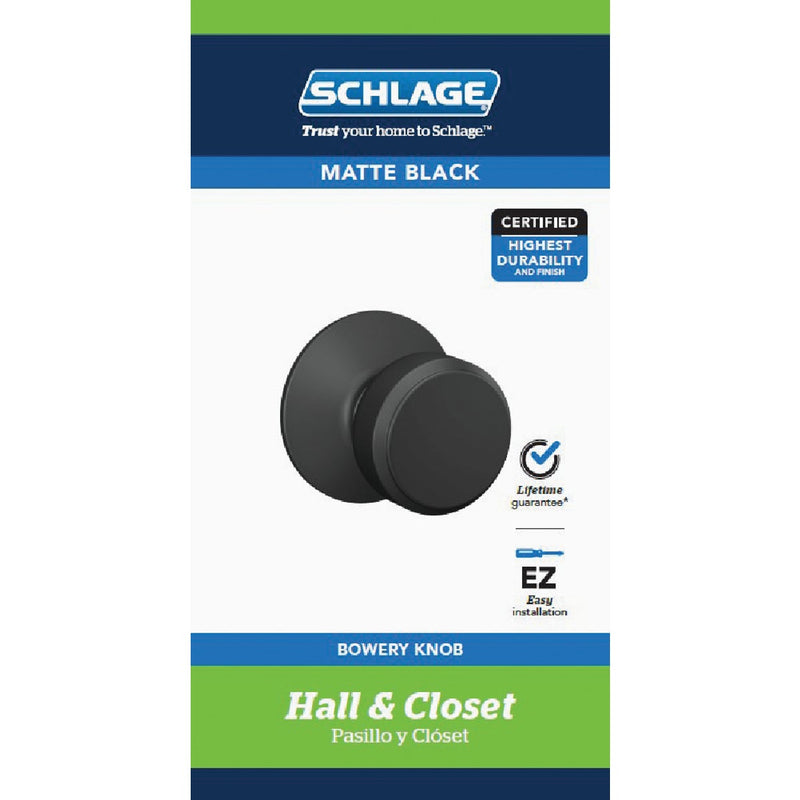 Schlage Bowery Matte Black Passage Door Knob