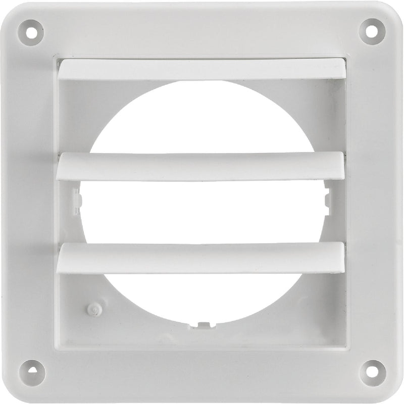 Lambro 4 In. White Plastic Exhaust Wall Louvered Vent