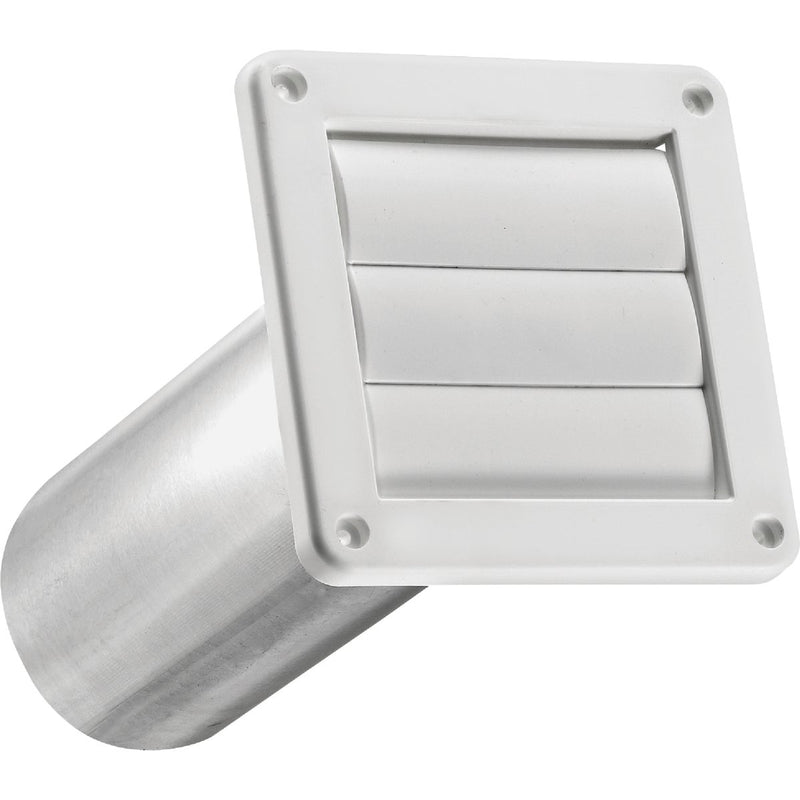 Lambro 4 In. White Plastic Exhaust Wall Louvered Vent