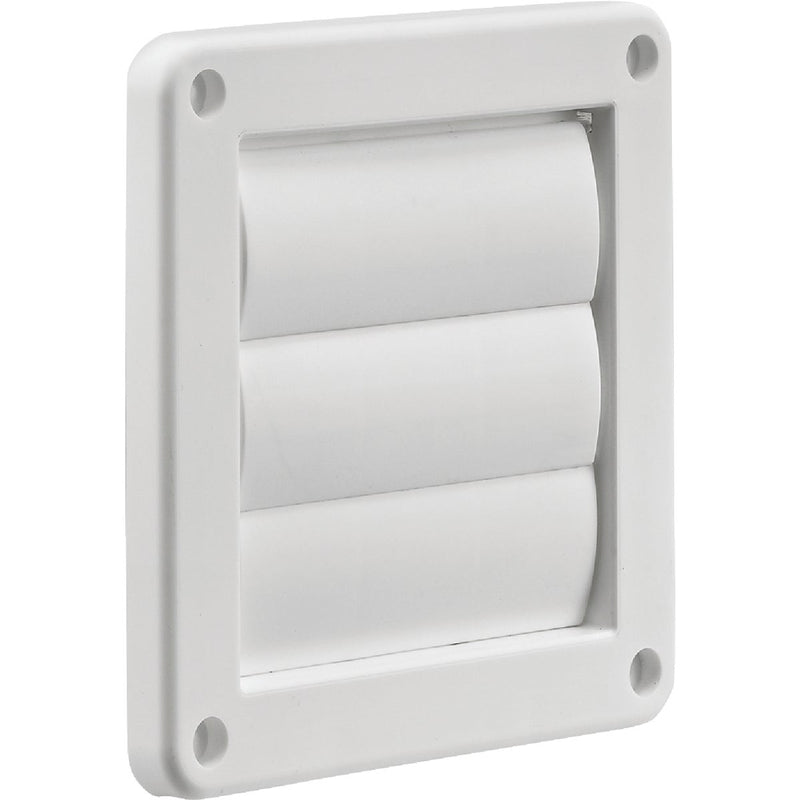 Lambro 4 In. White Plastic Exhaust Wall Louvered Vent