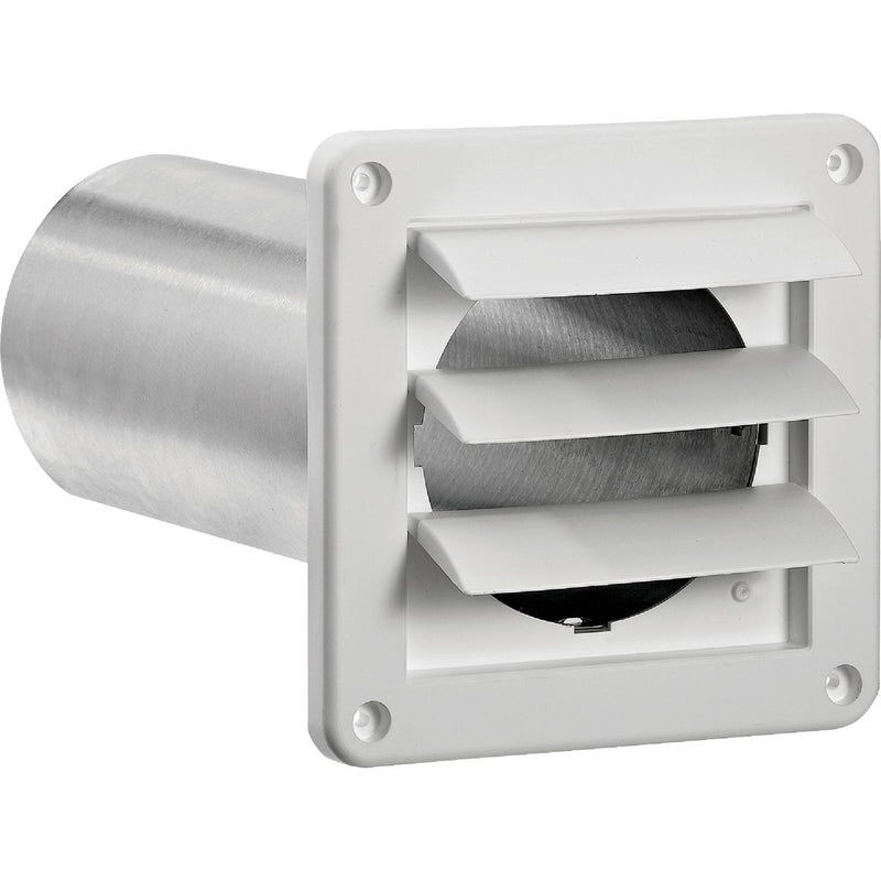 Lambro 4 In. White Plastic Exhaust Wall Louvered Vent