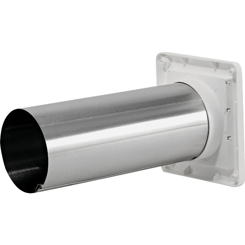 Lambro 4 In. White Plastic Exhaust Wall Louvered Vent